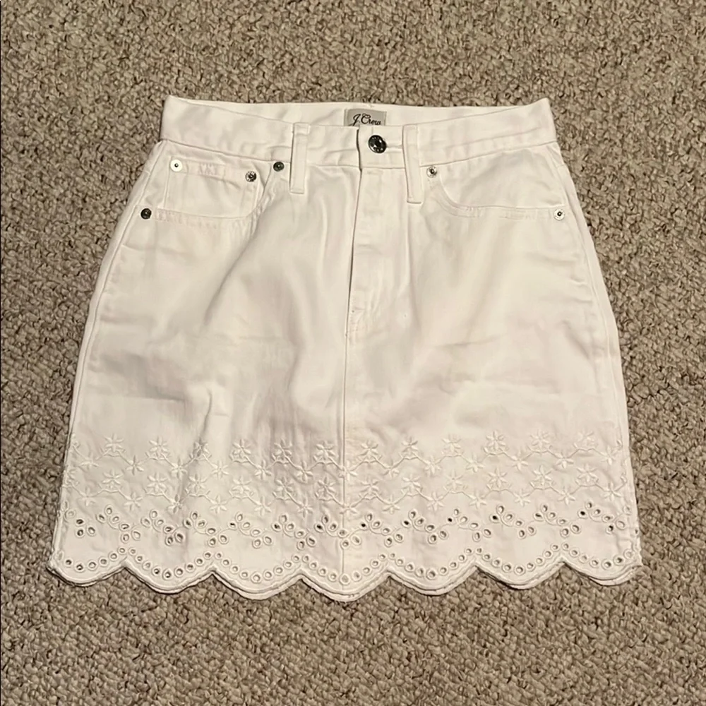 NWT J. Crew Eyelet Hem Mini Skirt